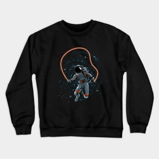 Funny Astronaut skipping rope in outer space Crewneck Sweatshirt